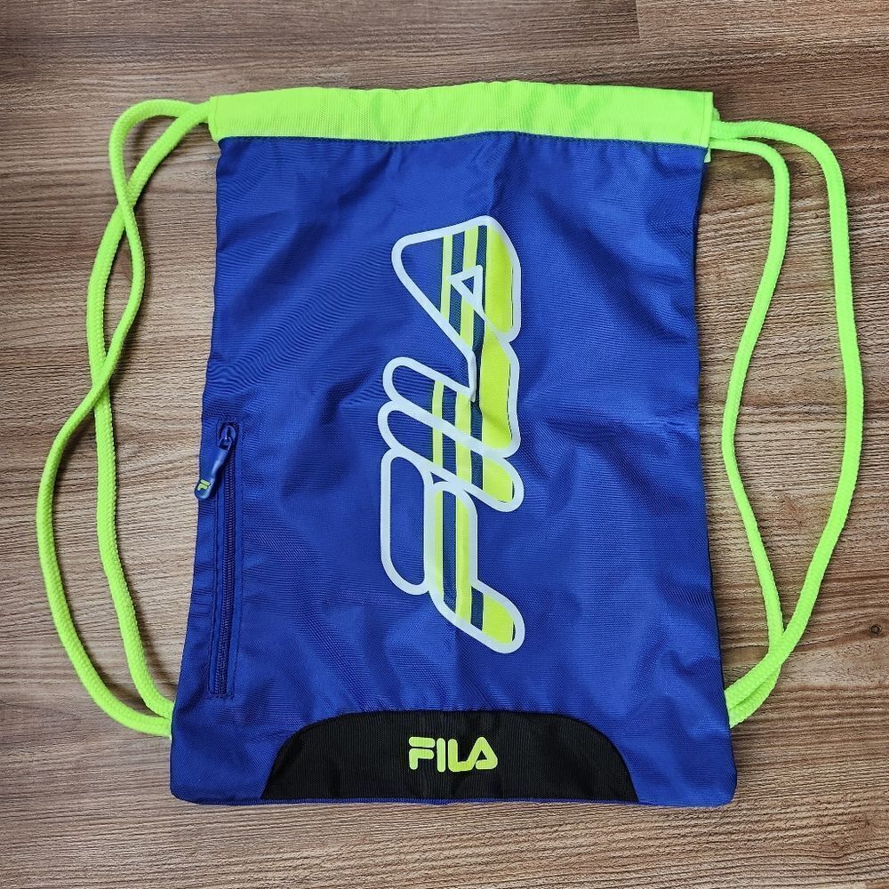 💜NWOT Fila Bright Blue & Neon Yellow Drawstring Bag